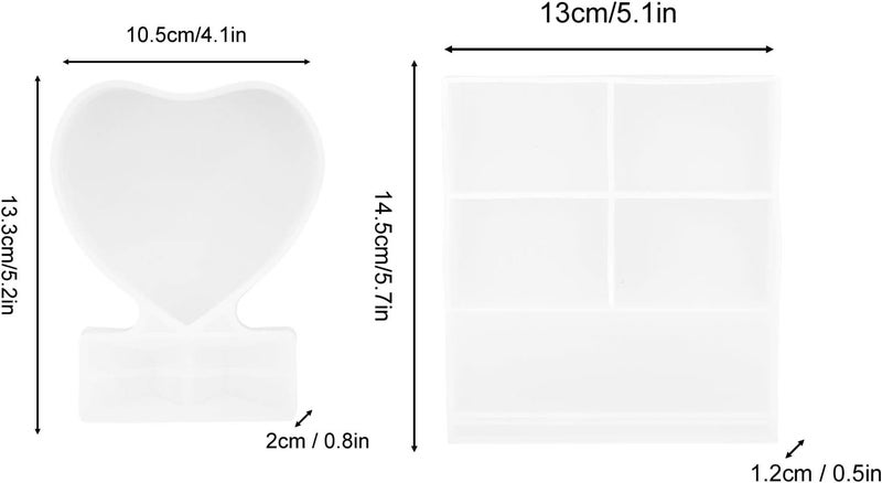 plplaaoo 2 Pack Photo Frame Resin Molds–Silicone Rectangle & Heart Shape Epoxy Casting Molds for DIY Crafts, Personalized Photo Frame Mold, Reusable Home Decor Resin Projects (4.1x5.2IN & 5.1x5.7IN) - Image 5